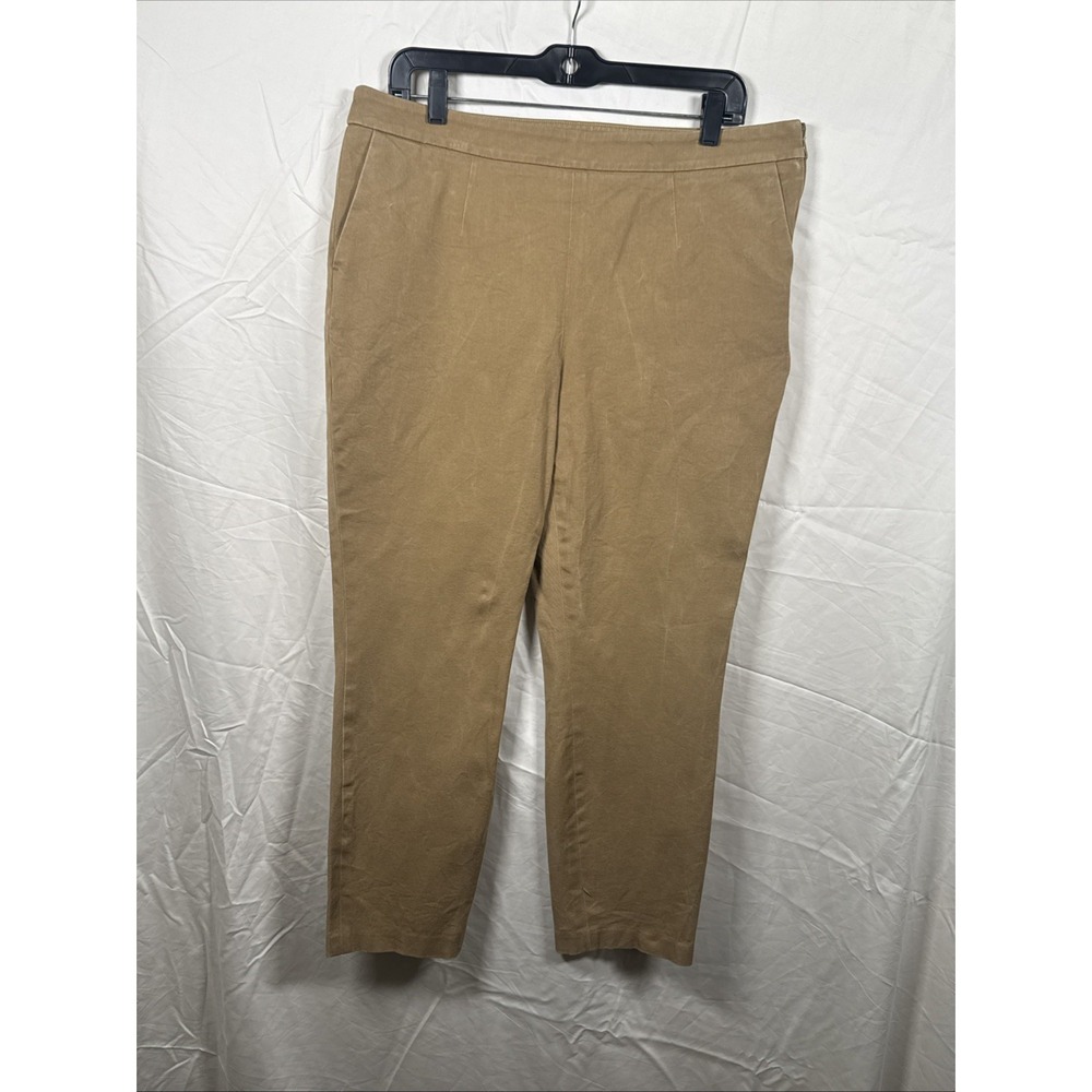 Boden Women's Khaki Dress Pants Straight Leg Flat Front Side Zip Pockets 12R‎